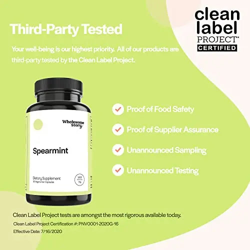 Organic Spearmint Capsules | Great Alternative to Spearmint Tea | 1000mg Spearmint Leaf Wholesome Story Au supplements