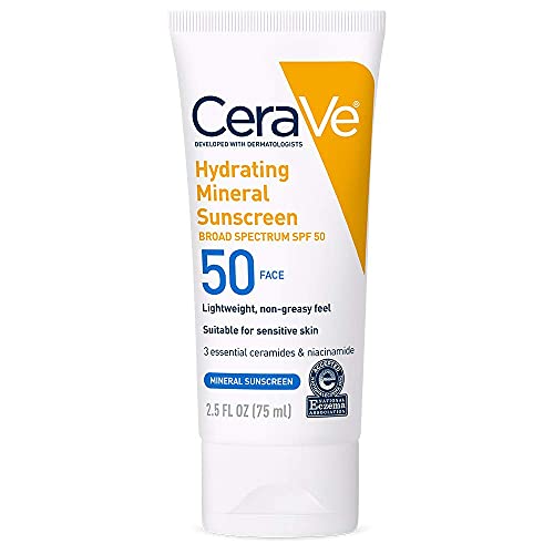 CeraVe 100% Mineral Sunscreen SPF 50, Face sunscreen With Zinc Oxide & Titanium Dioxid