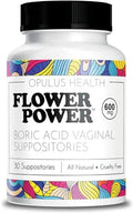 Flower Power Vegan Boric Acid Suppositories - 30 Capsules - 600mg for Vaginal Odor and pH Balance Flower Power Au supplements