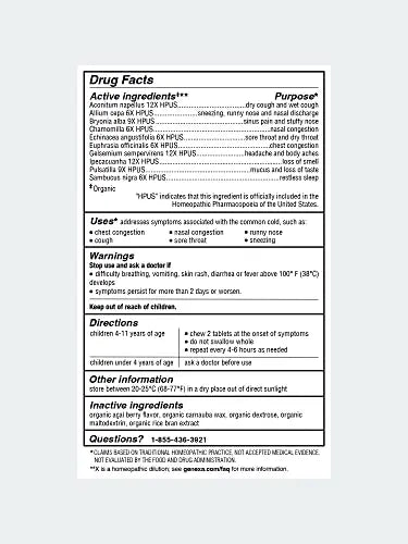 Genexa Cold Crush for Children – 60 Tablets | Certified Organic & Non-GMO, Physician Genexa Au supplements