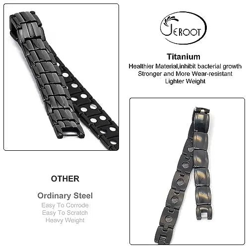 JEROOT Magnetic Bracelets for Men, Pure Titanium Double Row Strong Magnets JEROOT Au supplements