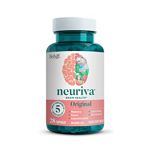 NEURIVA Original Decaffeinated Clinically Tested Nootropic Brain Supplement for Memory, Focus & Concentration, NeuroFactor & Phosphatidylserine, 28ct Capsules NEURIVA Au supplements