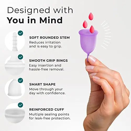 CareCup Menstrual Cups - Set of 2 Reusable Period Cups - Premium Design with Soft, Flexible Carecup Au supplements