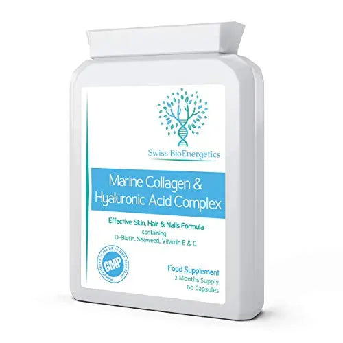 Marine Collagen & Hyaluronic Acid Complex - 60 Capsules - 500mg of Highly Bioavailable Naticol® Hydrolysed Collagen swiss bioenergetics Au supplements