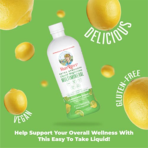 MaryRuth Organics Extra Strength Nighttime Liquid Multimineral | Sugar Free | Calm Magnesium Citrate | NO Melatonin | Calcium Magnesium Zinc | Muscle Relaxation | Lemonade Flavor | Vegan | 32 Serving MARYRUTH'S Au supplements