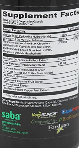 Saba SlimGenix -Energy, Weight Management, Appetite Control, Focus, Fat Burner Saba Au supplements