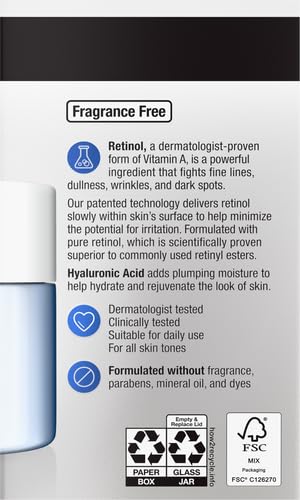 Neutrogena Rapid Wrinkle Repair, Retinol Face Moisturizer, Daily Anti-Aging Neck & Face Cream with Hyaluronic Acid, Retinol Cream