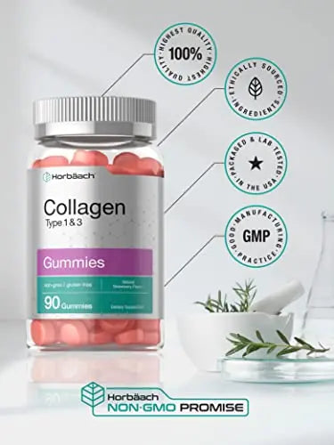 Hydrolyzed Collagen Gummies | 90 Count | Strawberry Flavored Gummy Supplement Horbäach Au supplements