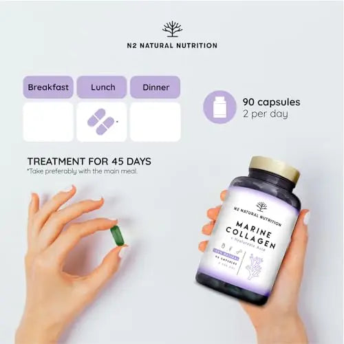 Marine Collagen with Hyaluronic Acid for Skin Care, Hair Care, Joints. Magnesium, Vitamin C. Hydrolysed Collagen Supplements N2 Natural Nutrition Au supplements