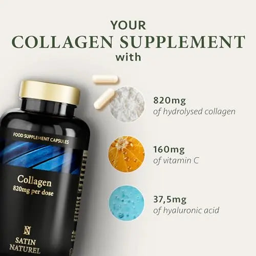 Collagen Capsules 820mg - 180 High Strength Capsules (3 Months Supply) SatinNaturel Au supplements