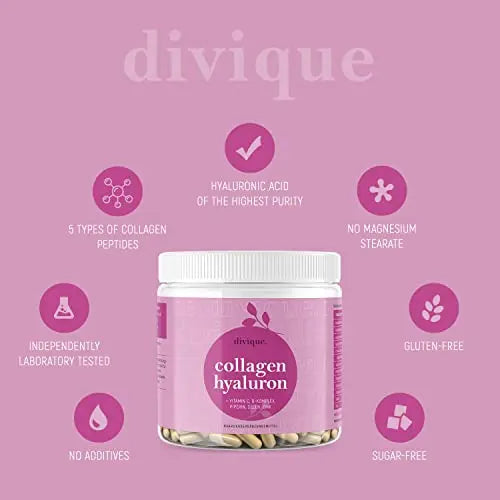 Collagen Capsules Divique Collagen Hyaluron 1500mg Collagen Peptides Type 1, 2, 3, 5, 10 Divique Au supplements