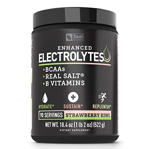 Enhanced Electrolyte Powder (Strawberry Kiwi | 90ct.) Sugar Free + BCAA, B-Vitamins Zeal Naturals Au supplements