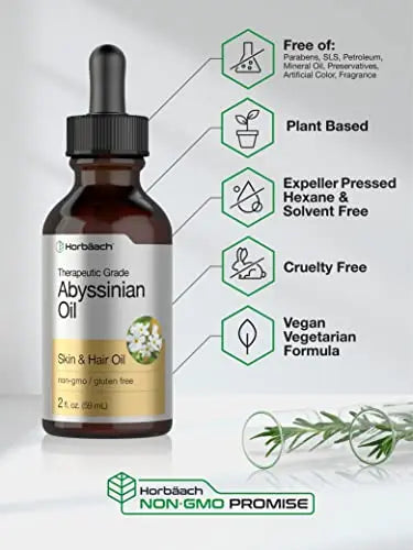 Abyssinian Oil 4 fl oz | Hair and Skin Oil | 2 Pack of 2oz | Paraben, SLS and Fragrance Free Horbäach Au supplements