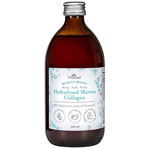 VitaZam Marine Collagen Liquid 10000mg with Hyaluronic Acid, Hydrolysed Peptide, Biotin for Hair, Skin, Nails, Joint, and Muscles, 500 ml VitaZam Au supplements