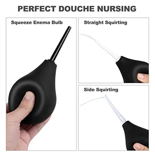 RANEU Enema Bulb Douche Enema Kit for Women & Men with 3 Nozzles (Black, 4 Piece Set) RANEU Au supplements