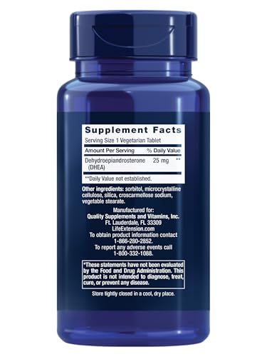 Life Extension DHEA 25 mg – Hormone Balance Supplement, Memory, Muscle Health, Bone Health, Men’s Health, Women’s Health, Gluten-Free, Non-GMO, Vegetarian, 100 Dissolve-in-Mouth Tablets Life Extension Au supplements