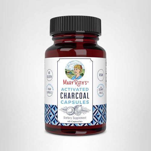 MARYRUTH'S Organics Activated Charcoal Capsules | Substance Adsorption | Derived from Coconut Shells | Vegan Capsules from Pine Trees