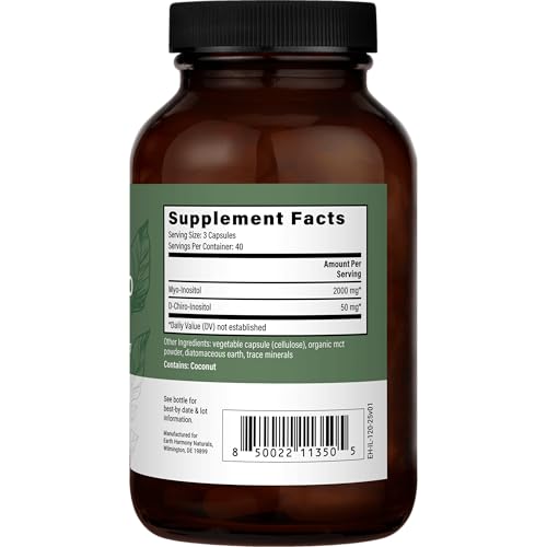Earth Harmony Myo-Inositol & D-Chiro Inositol Supplement for Women, Ovarian & Hormone Balance for Women - Supports Normal Cycles, Fertility Supplement (120 Capsules) Earth Harmony Naturals Au supplements