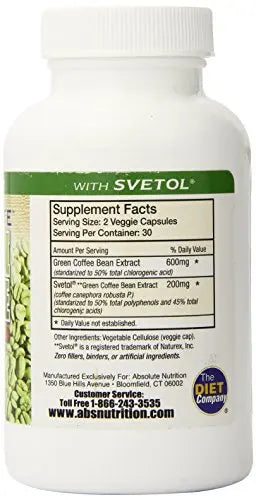 Absolute Nutrition Diet Supplement, Green Coffee Bean Extract with Svetol, 60 Count Absolute Nutrition Au supplements