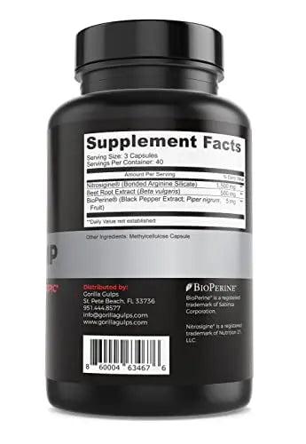 Gorilla Gulps - Primal Pump Nitric Oxide Supplement Nootropic 1500mg Nitrosigine L Gorilla Gulps Au supplements