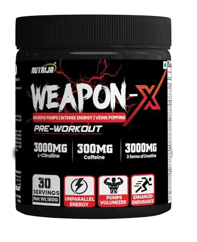 NutriJa Weapon-X Pre-Workout Powder with 21 Active Ingredients - 3 Best forms of Creatine NutriJa Au supplements