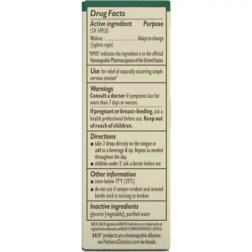 Bach Original Flower Remedies, Walnut for Adapting to Change (Non-Alcohol Formula) Bach Au supplements