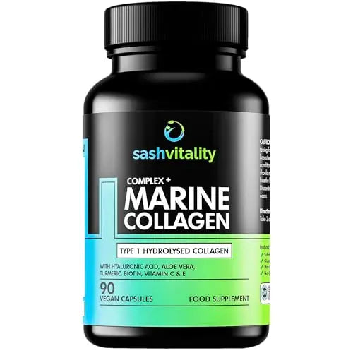 Marine Collagen Supplements - 90 Capsules with Vitamin C, Vitamin E, Hyaluronic Acid, Aloe Vera, Turmeric SASH Vitality Au supplements