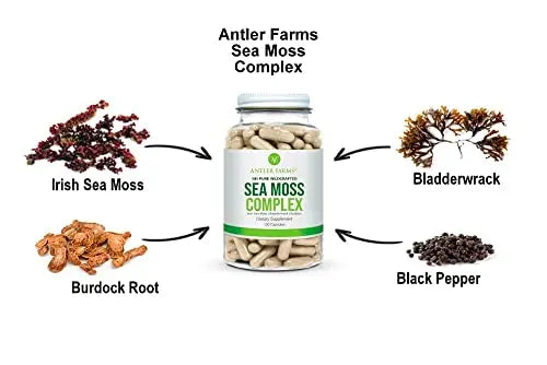 Antler Farms – 100% Pure Sea Moss Complex, 130 Capsules, Organic & Wildcrafted Irish Antler Farms Au supplements