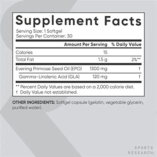 Sports Research Evening Primrose Supplement from Cold Pressed Oil Sports Research Au supplements