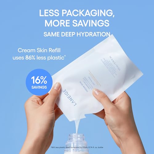 LANEIGE Cream Skin Toner & Moisturizer Mini: Lightweight Refillable Korean Milky Toner with Ceramide