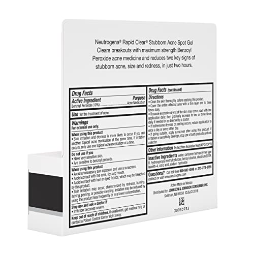 Neutrogena Rapid Clear Stubborn Acne Spot Treatment Gel, Maximum Strength 10% Benzoyl Per-oxide