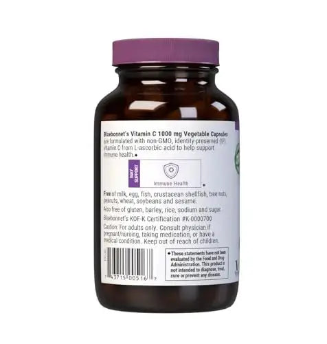 Bluebonnet Nutrition Vitamin C 1000 mg Vegetable Capsules, Ascorbic Acid, For Immune Health & Skin Health, Vegan, Vegetarian BlueBonnet Au supplements