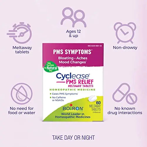 Boiron Cyclease PMS Relief Tablets for Symptoms from PMS of Bloating, Aches, Mood Swings, and Irritability Boiron Au supplements