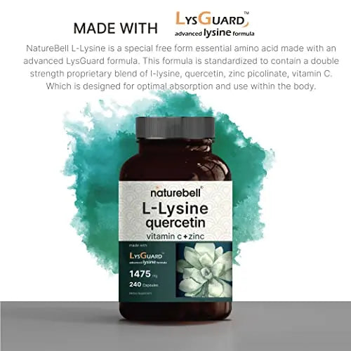 NatureBell L-Lysine 1000mg + Quercetin 250mg Supplement, 240 Capsules, Free Form NatureBell Au supplements