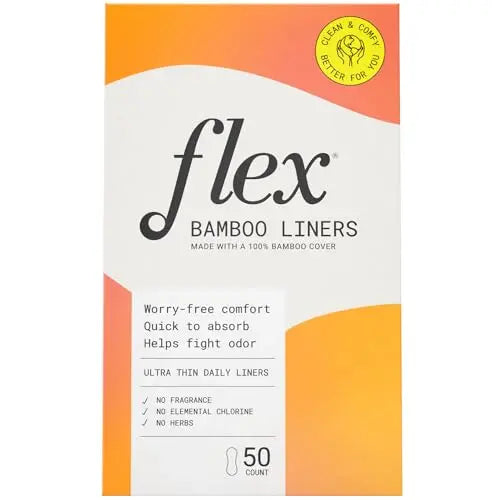 Flex Bamboo Panty Liners (50 Count) | Ultra Thin Daily Pantyliners | Fragrance-Free Feminine Care FLEX Au supplements