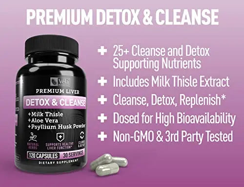 Véla Colon Cleanse & Liver Detox Formula Cleanse - 22 Herbs with Milk Thistle, Turmeric Véla Au supplements