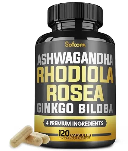 6050mg Rhodiola Rosea Supplement with Ashwagandha Root, Ginkgo Biloba & Black Pepper Satoomi Au supplements
