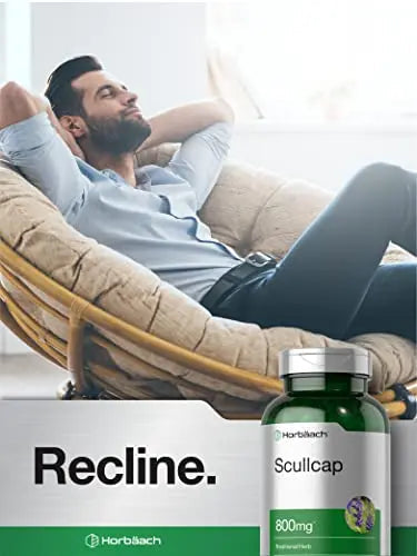 Scullcap Capsules | 800 mg | 200 Count | Max Potency, Value Size | Non-GMO and Gluten Horbäach Au supplements