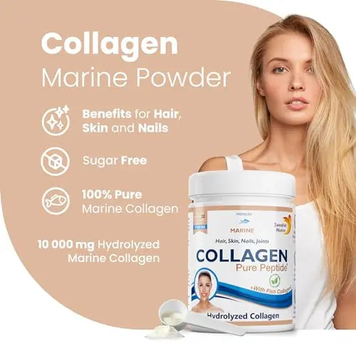 Swedish Nutra Powder Marine Collagen - Pack of 300g, 30 Day Supply | Minimize Fine Lines, Wrinkles & Improve Skin Elasticity | High Absorption Rate Swedish Nutra Au supplements