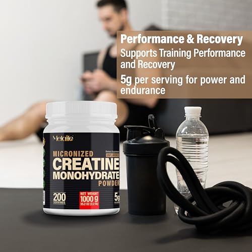 METALIFE 100% Pure Creatine Monohydrate Powder, Canada-Made, 1000 g (200 Servings) Micronized Powder, Muscle Growth, Unflavored, Ideal for Athletes & Fitness Enthusiasts, Third party lab tested, Vegan METALIFE Au supplements