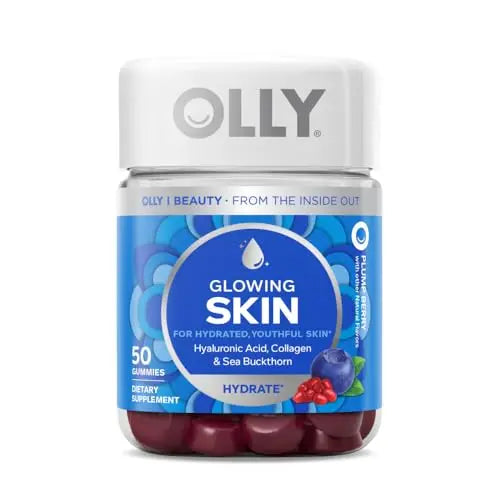 OLLY Glowing Skin Gummy, 25 Day Supply (50 Count), Plump Berry, Hyaluro OLLY Au supplements