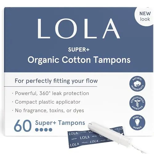 LOLA Organic Cotton Tampons, 60 Count - Super Plus Tampons, Period Feminine Hygiene Products LOLA Au supplements