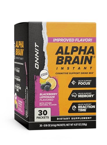 ONNIT Alpha Brain Instant Cognitive Support Drink Mix, BlackBerry Lemonade Flavor, Nootropic Supplement for Focus, Memory, and Clarity, 0.13 oz Packets, 30 Count ONNIT Au supplements