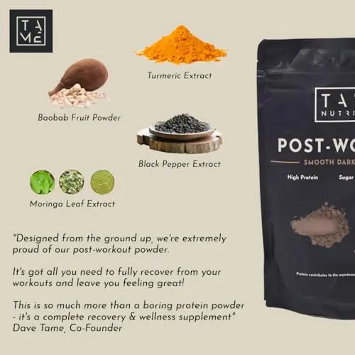 Vegan Post Workout Protein Powder | Dark Chocolate | 301g | Tame Nutrition Tame Nutrition Au supplements