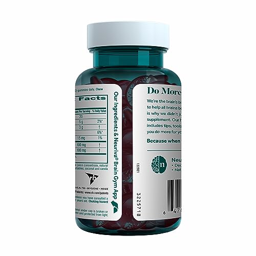 NEURIVA Original Brain Supplement for Memory, Focus & Concentration + Learning & Accuracy with Clinically Tested Nootropics Phosphatidylserine and Neurofactor, Strawberry Flavor, 50 Gummies NEURIVA Au supplements