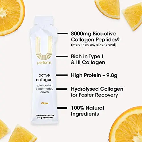 U Perform - Sports Muscle Recovery Supplement - High Protein Liquid Collagen Drink - Great for Joints Repair - Citrus Tasting and Natural Ingredients Based (8000mg) (14 sachets) U Perform Au supplements
