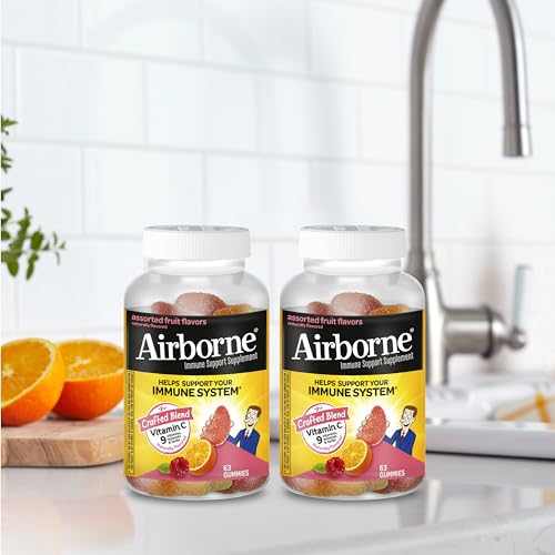 Airborne 750mg Vitamin C Gummies for Adults, Immune Support Gummies with Powerful Antioxidants VIT C & E, Caffeine Free