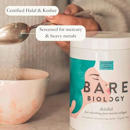Bare Biology Collagen Powder, 300g/60 Servings - Skinful Pure Marine Collagen Supplement for Skin Bare Biology Au supplements