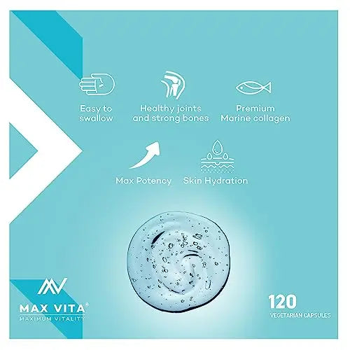 Marine Collagen Supplement 1200mg with Hyaluronic Acid & Vitamin C Hydrolysed Peptides Powder MAX VITA MAXIMUM VITALITY Au supplements
