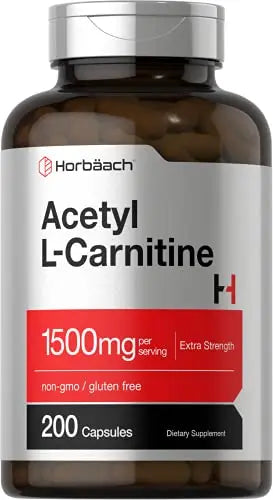 Acetyl L-Carnitine 1500mg | 200 Capsules | Extra Strength ALCAR Supplement | Non-GMO Horbäach Au supplements
